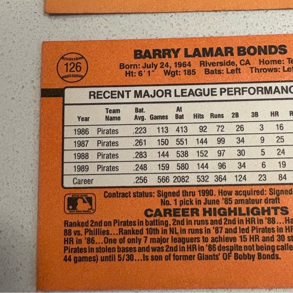 Donruss 90 Barry Bonds and Mark McGwire Baseball Cards - Picture 7 of 15